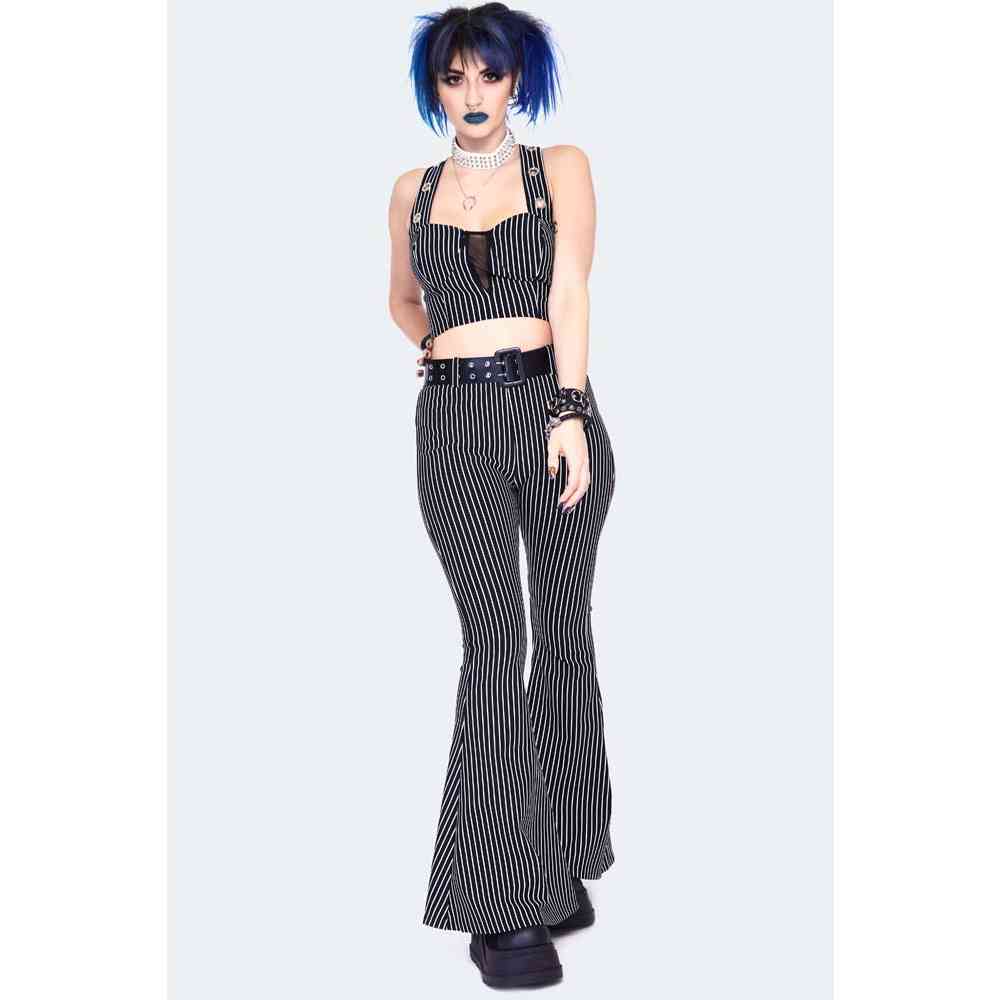 Jawbreaker - Pintstripe Jersey Flared broek - Zwart